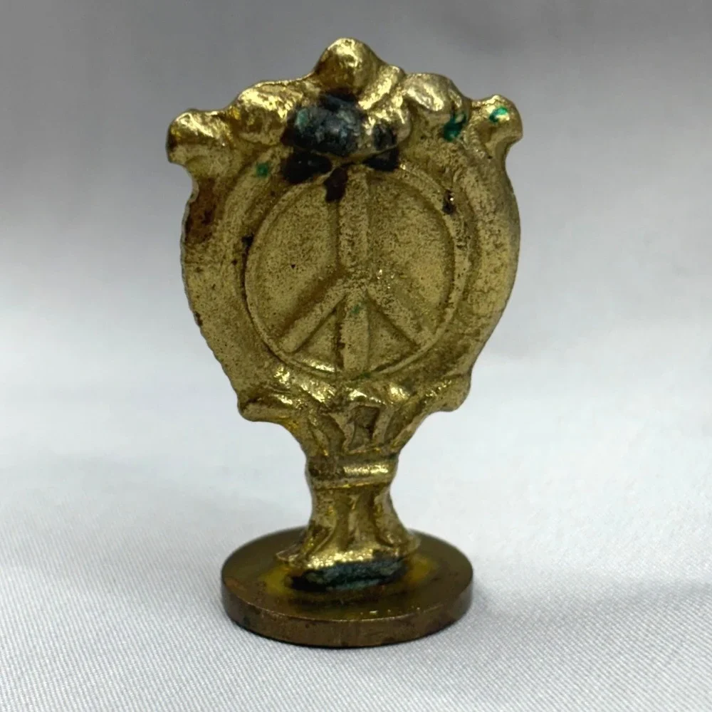 Unbranded Wax Seal Stamp Unisex Small Gold Fair Peace Sign Vintage Brass